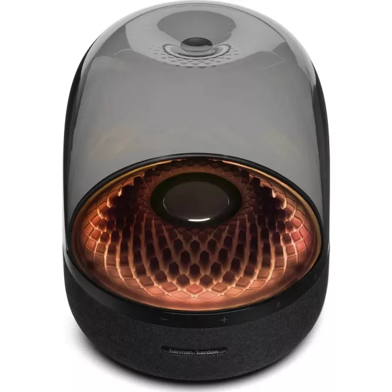 Nešiojamas belaidis garsiakalbis Harman/Kardon Aura Studio 4 — 100 W, 3 tvarkyklės, 45–20000 Hz, Juoda/Permatoma