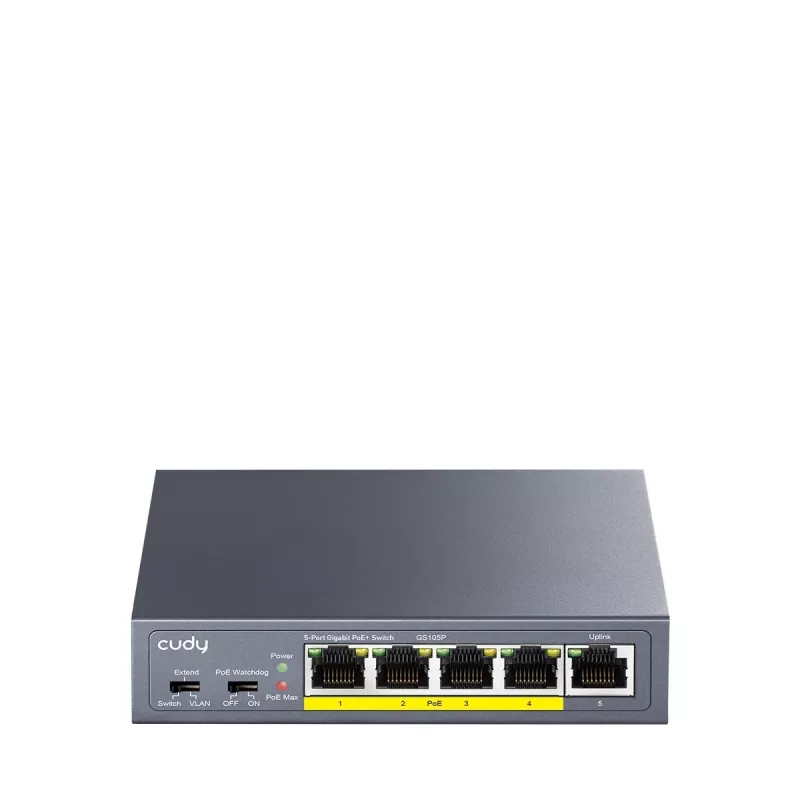 CUDY GS105P 5 prievadų gigabitinio PoE+ komutatoriaus 36W