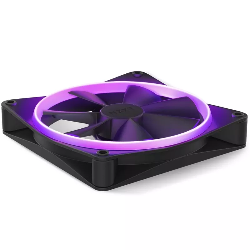 Korpuso ventiliatorius NZXT F140 RGB 14 cm, juodas, 500–1800 RPM, Fluid Dynamic Bearing, 4-pin, 18 šviesos diodų
