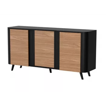 Komoda Cama Meble VOLARE 151 x 39 x 75 cm, juoda/riešutmedžio, medžio drožlių plokštė