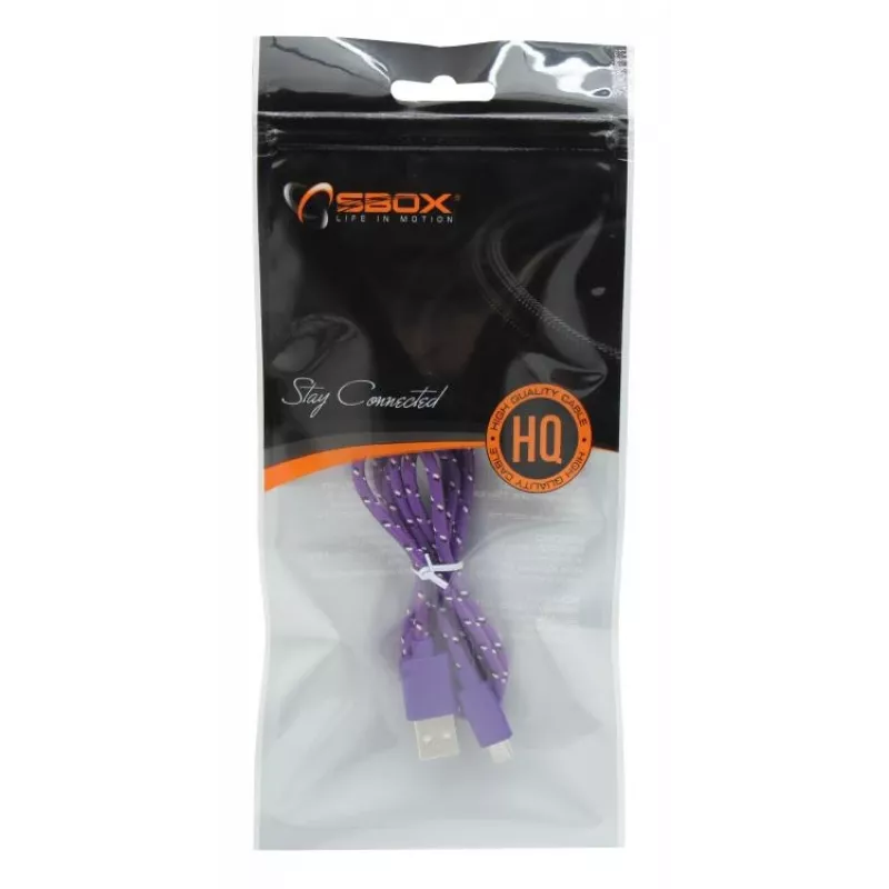 Sbox USB->Micro USB 1M USB-1031U violetinė