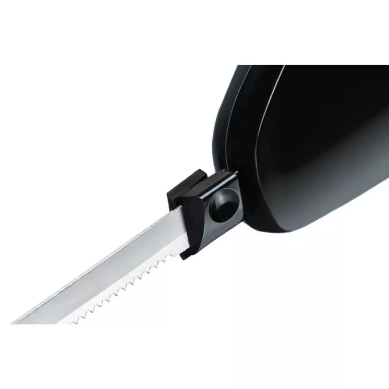 Elektrinis peilis Rommelsbacher EM 150 120 W — nerūdijančio plieno peiliai, naudojamas peilio ilgis 15 cm, juodas