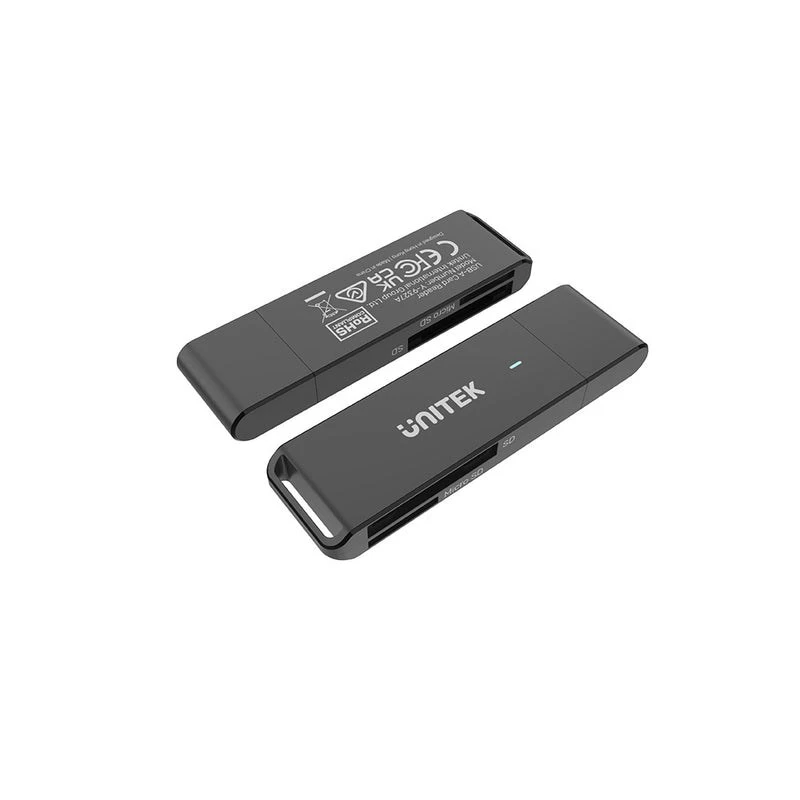 Kortelių skaitytuvas Unitek Y-9327A USB 3.2 Gen 1 Type-A — MicroSD/SD, 2 lizdai, 5000 Mbit/s, juodas