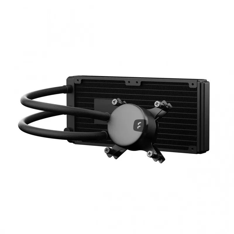 Viskas viename skysčio aušinimo sistema Fractal Design Lumen S24 v2 RGB — 240 mm radiatorius, 120 mm RGB ventiliatoriai, juoda