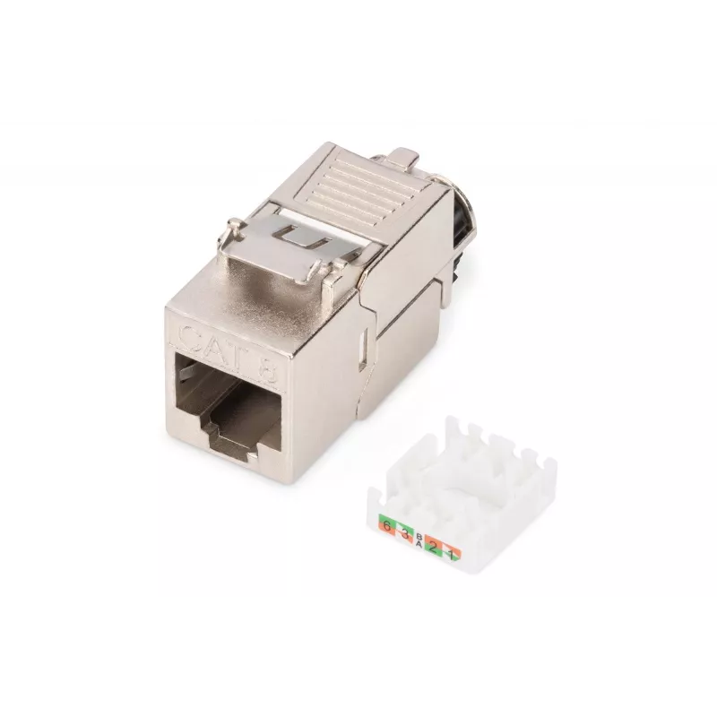 Kertinis modulis Digitus CAT 8.1 RJ-45 ekranuotas plokščias baltas