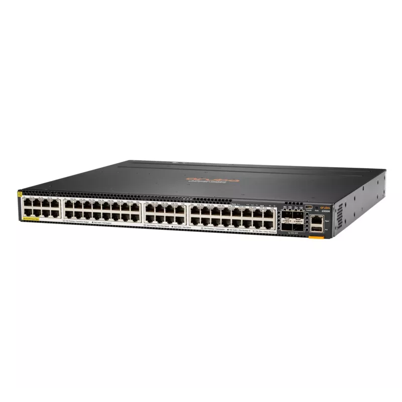 Hewlett Packard Enterprise HPE Aruba 6300M - Switch - L3 - valdomas - 48 x 100/1000/2,5G/5G (PoE+) + 4 x 1 Gigabit / 10 Gigabit / 25 Gigabit / 50 Gigabit SFP56 (Uplink / Stacking) -