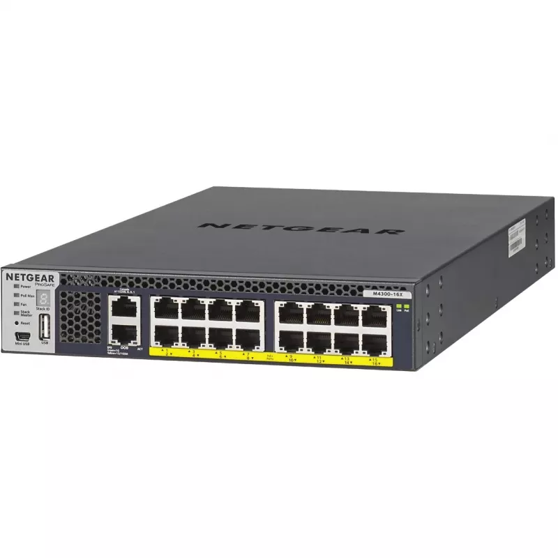 NETGEAR M4300-16X valdomas L3 10G Ethernet (100/1000/10000) komutatorius su PoE, 1U, juodas