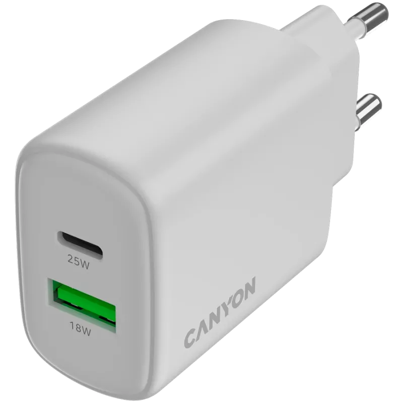 CANYON įkroviklis OnCharge 250 25W 1xPD 1xQC EU Baltas