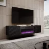 TV spintelė Cama Meble ONDA su elektriniu židiniu 1805×400×580 mm, juoda, medžio drožlių plokštės viršus (stovinti arba tvirtinama prie sienos)