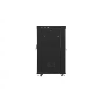 Laisvai pastatoma spinta 19 colių 22U 800x1000 stiklinės durys LCD (plokščia pakuotė) V2 juoda