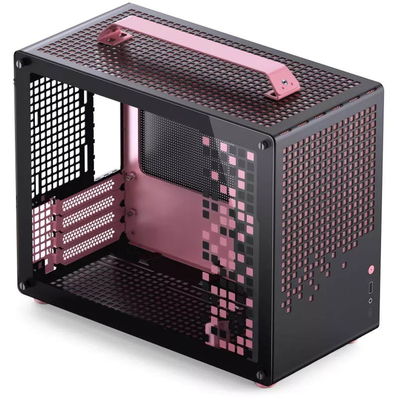 Jonsplus MATX Handle Case Z20 Juoda-Pink – Mini/Micro/Flex-ATX korpusas su nešiojimo rankena