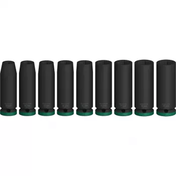 Socket set Bosch PRO 1/2 inch 9-piece, deep Juoda sockets