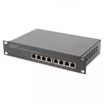DIGITUS 10 colių Gigabit Ethernet komutatorius, 8 prievadų, nevaldomas - 8x Gigabit RJ45, montuojamas į stovą