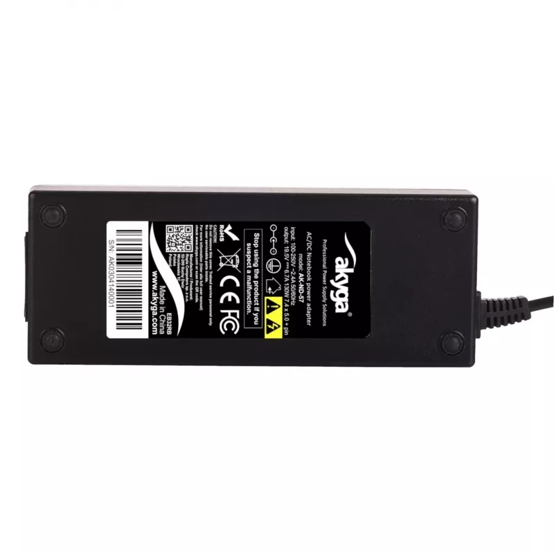 Maitinimo adapteris Akyga AK-ND-57 nešiojamiesiems kompiuteriams 19,5 V 130 W 6,7 A, įėjimas 100–250 V, skirtas vidaus patalpoms, juodas