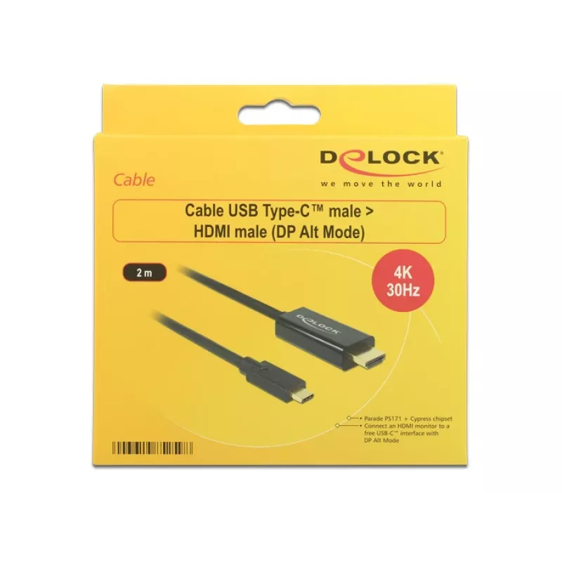 Vaizdo kabelio adapteris DeLOCK 85259 USB Type-C į HDMI 2m juodas
