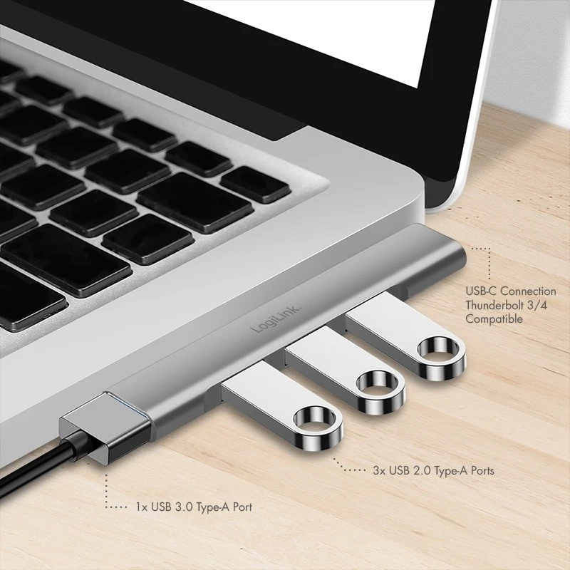 LogiLink USB 3.2 Gen1 šakotuvas 4 prievadų USB-C 1x USB3.0 AF 3x USB2.0 AF UA0437