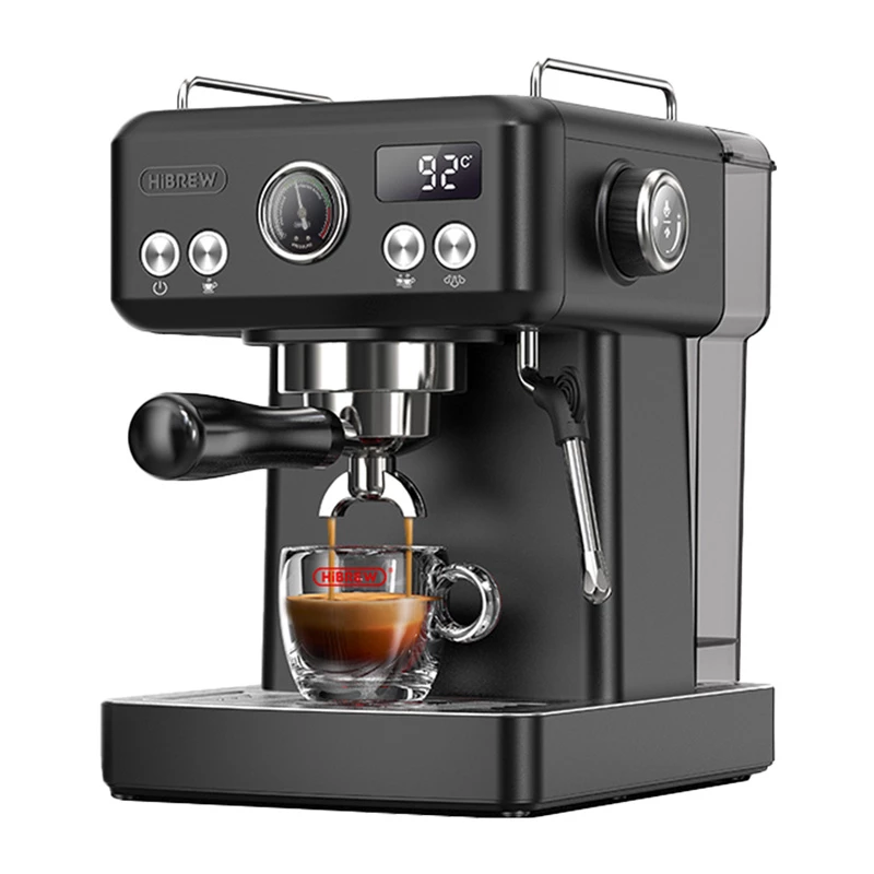 HiBREW H10A stūmoklinis espreso aparatas su temperatūros kontrole (juodas)