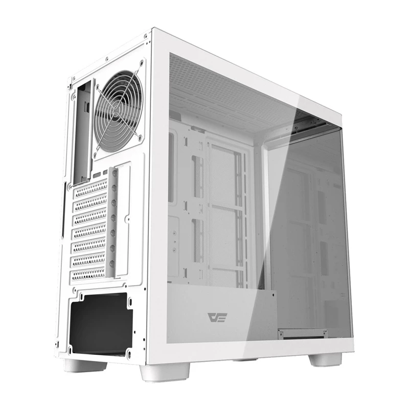 Kompiuterio korpusas DarkFlash DS900G White — vidutinio bokšto, grūdintas stiklas, be ventiliatorių