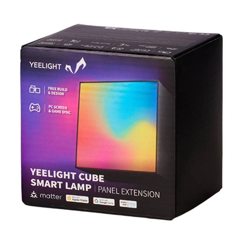 Išmanusis stalinis šviestuvas Yeelight Cube Juoda — Wi‑Fi/Bluetooth, įvairiaspalvis, 75×75×75 mm, 100–240V