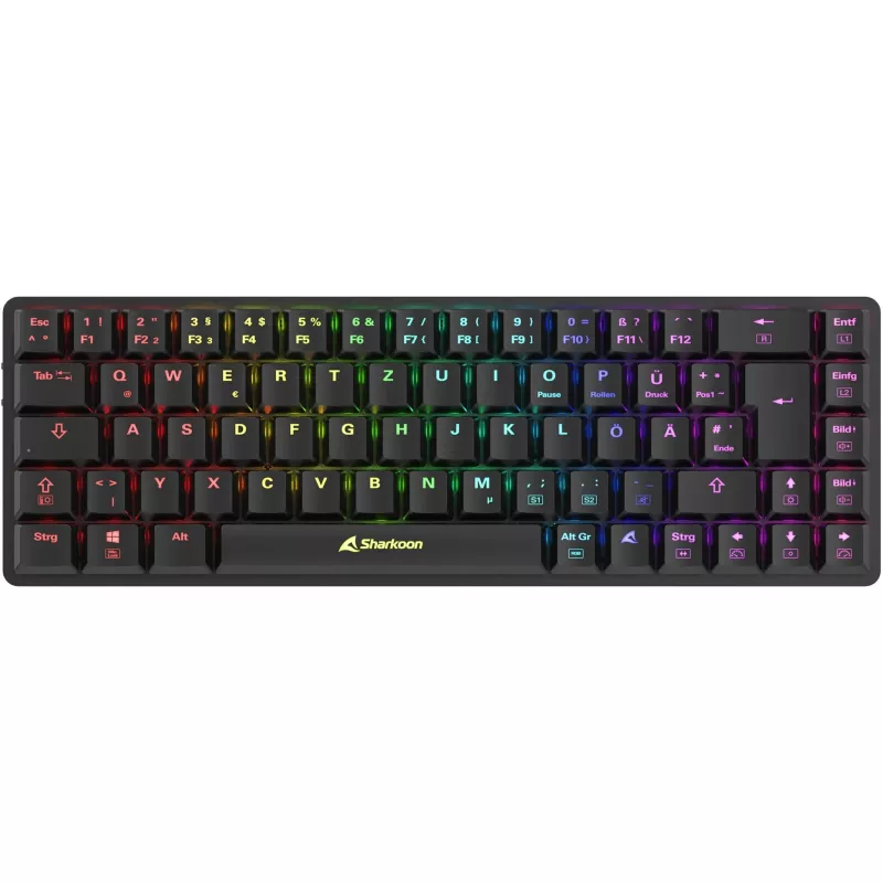 Sharkoon PureWriter W65 klaviatūra, žaidimams, belaidė RF, QWERTZ, vokiška, juoda