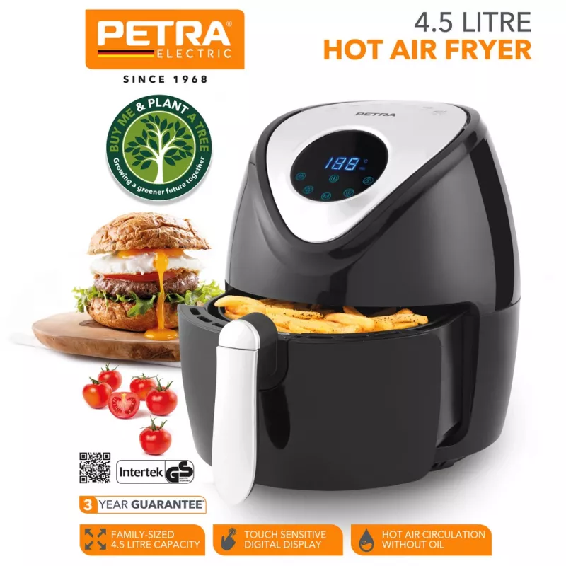 Karšto oro gruzdintuvė Petra PT4221VDEEU7 4,5 l, stalinė elektrinė gruzdintuvė su 4,5 litro talpa