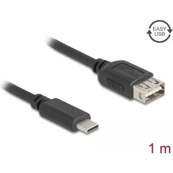 USB 2.0 laidas DELOCK 81536 — USB‑C į USB‑A, 1 m, juodas, paauksuotais kontaktais