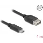 USB 2.0 laidas DELOCK 81536 — USB‑C į USB‑A, 1 m, juodas, paauksuotais kontaktais