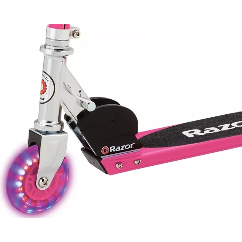 Klasikinis paspirtukas Razor S Spark Sport vaikams, sulankstomas, plieninis rėmas ir denis, 2 ratai, aukštis 825 mm, maks. apkrova 100 kg, juoda/rožinė