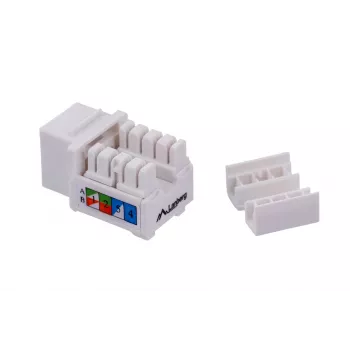 Keystone modulis LANBERG KSU6-1090, Cat6 U/UTP plokščias, RJ-45 vyriškas į LSA moterišką, AWG 22/26, 14.5×16.1 mm, baltas