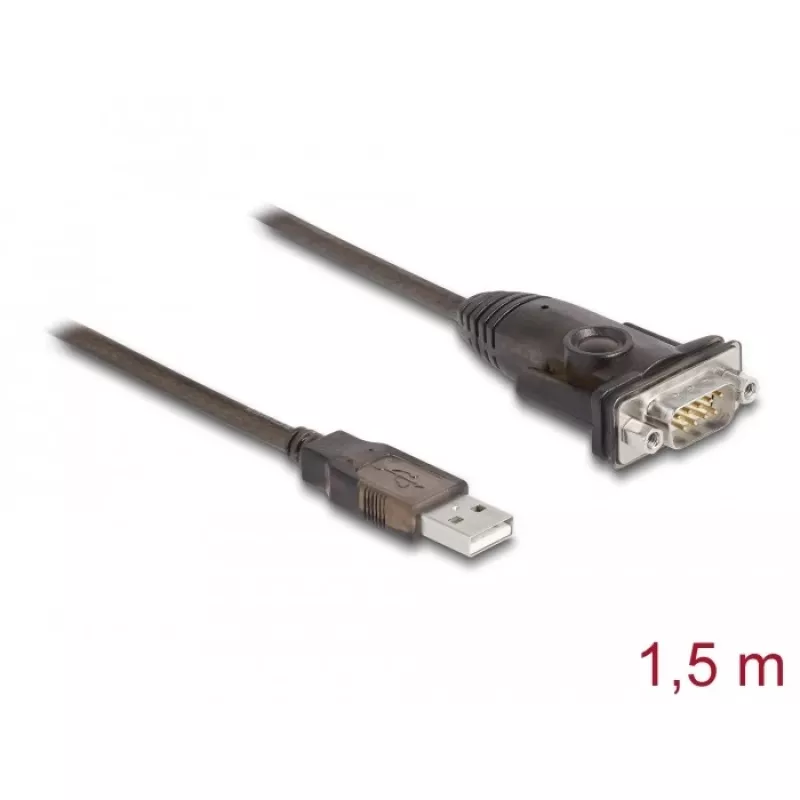 DeLOCK adapteris USB 2.0 Type-A į nuoseklųjį RS-232 D-Sub 9 kontaktų kištukas 1,5 m