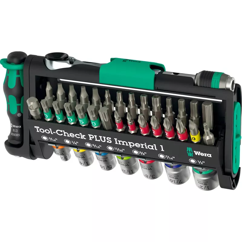 Wera Tool-Check Plus Imperial 39 dalių įrankių rinkinys — 39 vnt. imperiniai atsuktuvų antgaliai ir priedai