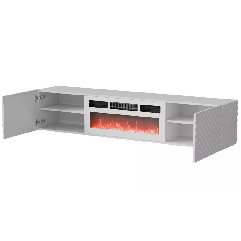 Cama RTV spintelė LARA 183x35x37 baltas matinis + baltas mantelpiece