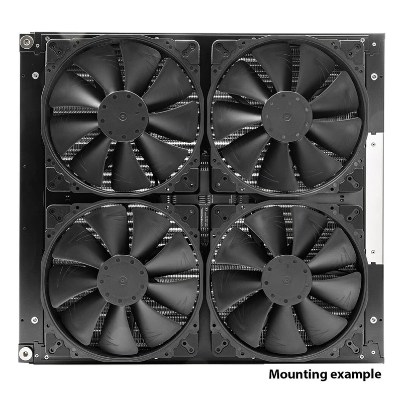 Radiatoriaus skirstytuvas Watercool MO-RA X-Splitter, skirtas Noctua NF-A20 ventiliatoriams