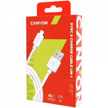 CANYON laidas UM-1 MicroUSB 5W 1m Baltas