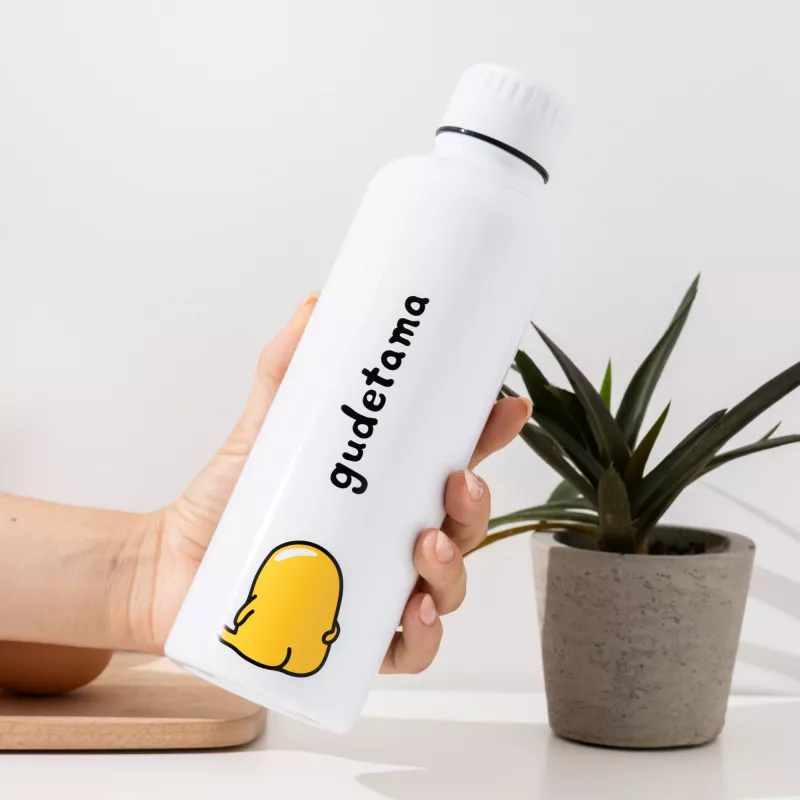 Metalinis vandens butelis Paladone Gudetama — izoliuotas nerūdijančio plieno butelis su personažo dizainu