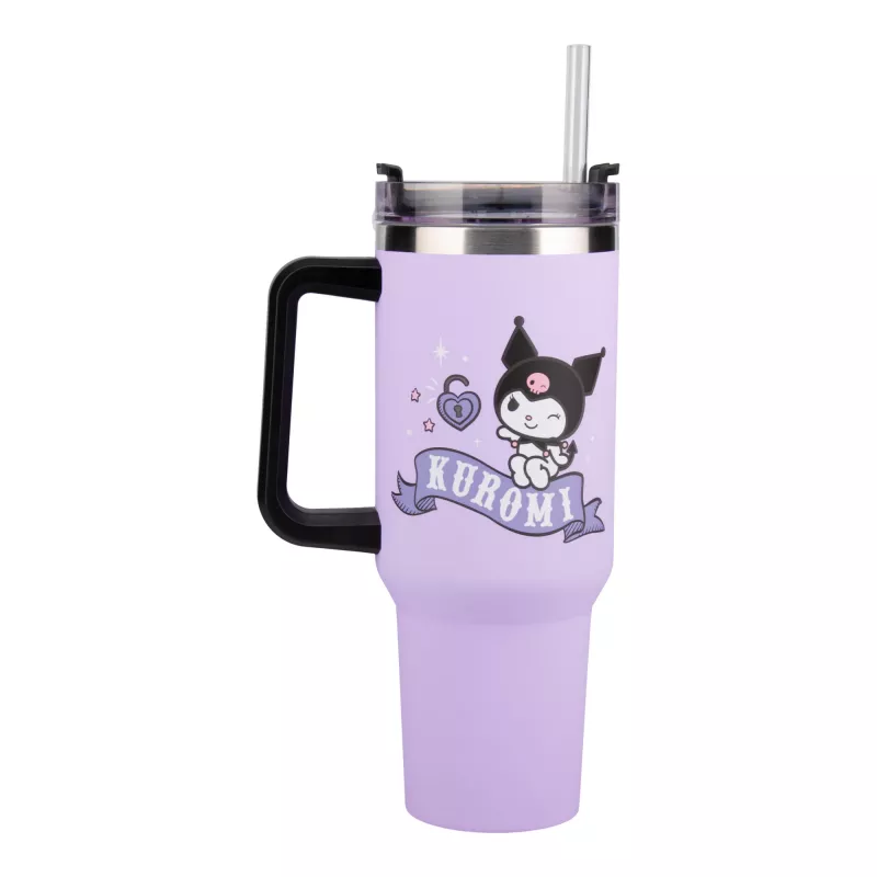 Paladone Hello Kitty Kuromi 900ml izoliuotas puodelis ir šiaudelis