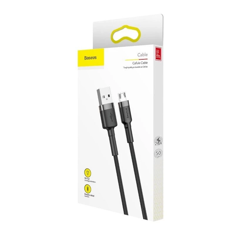 Baseus Cafule 2.4A 1 m Micro USB laidas (pilkas/juodas)