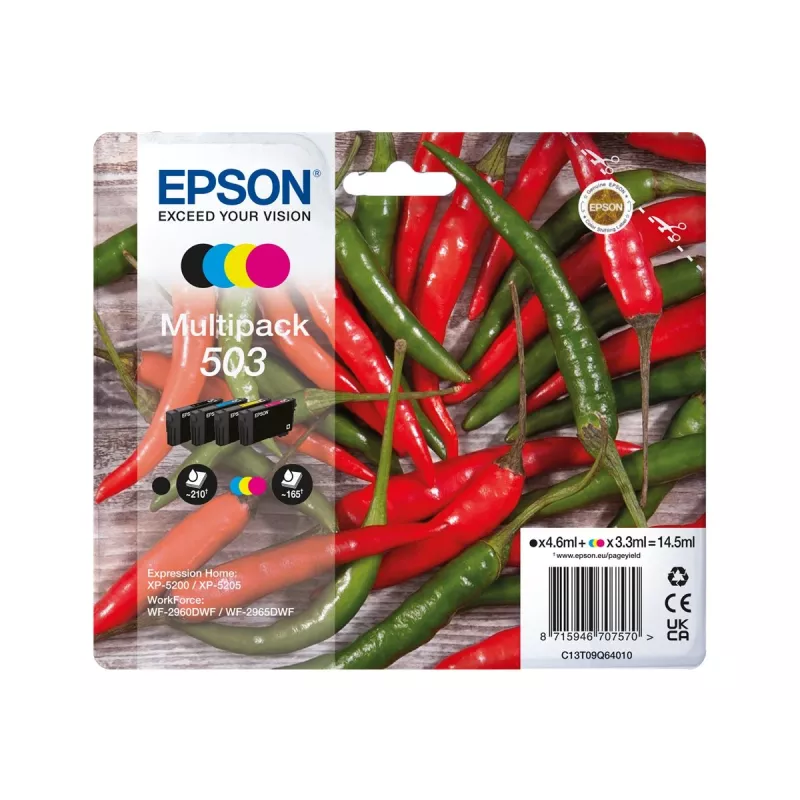 Epson 503 rašalo kasetė 4 vnt. Originali standartinės išeigos juoda, žalsvai mėlyna, rausvai raudona, geltona