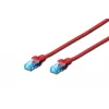 Tinklo plaušinis laidas DIGITUS CAT 5e U/UTP, 1 m, RJ-45–RJ-45, raudonas