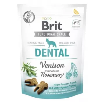 Šunų dantų skanėstai Brit Functional Snack Dental Venison 150 g — be grūdų, hipoalerginiai, baltymai 26%
