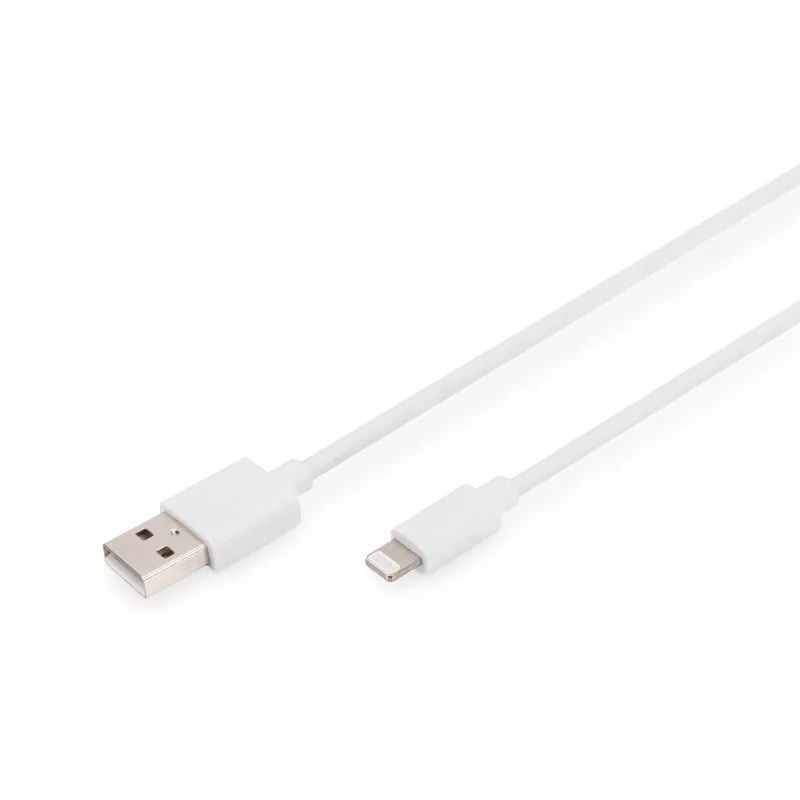 DIGITUS - Lightning kabelis - Lightning (M) į USB (M) - 1,0 m - Dviguba izoliacija - Baltas - Lietas - skirta Apple iPad/iPhone/iPod (Lightning) (DB-600106-010-W)