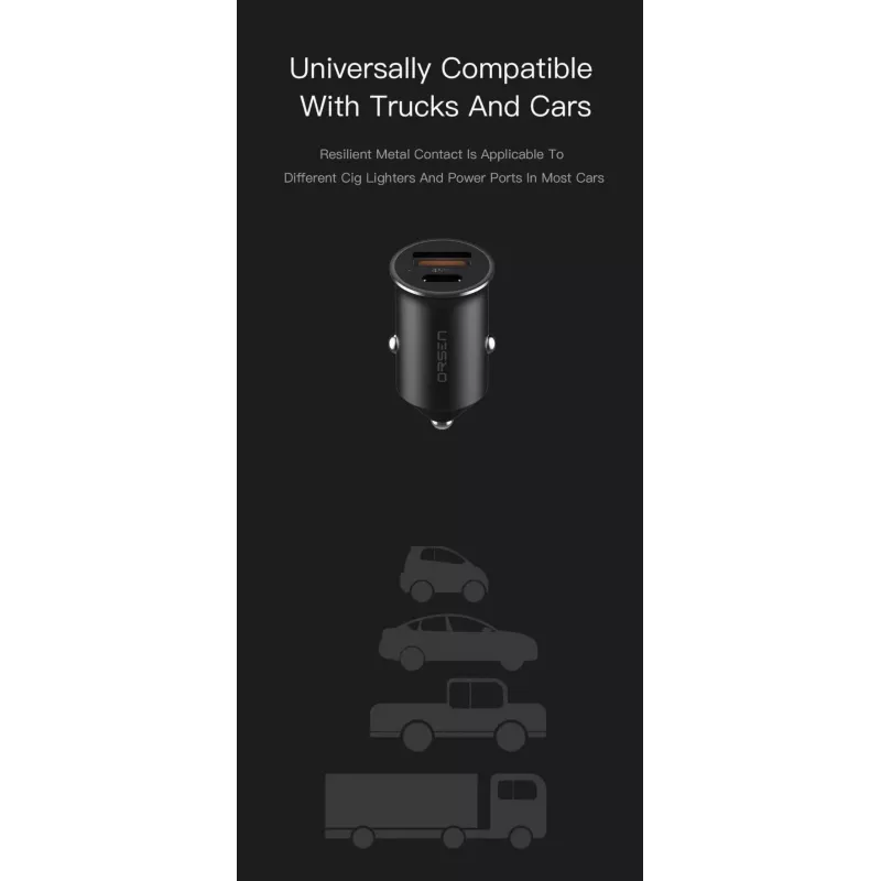 Automobilinis kroviklis Orsen C8 45W — 45W USB-C PD greitas įkrovimas, juodas
