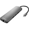 Sharkoon USB 3.0 Type C Combo Adapter sąsajos kortelės / adapteris HDMI, RJ-45, USB 3.2 Gen 1 (3.1 Gen 1)