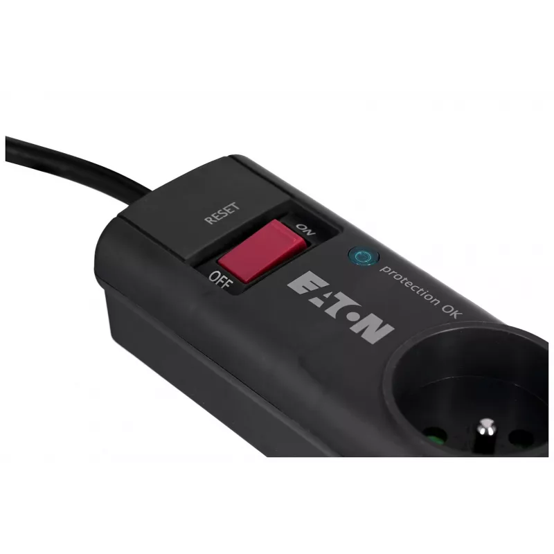 Apsaugos nuo viršįtampių juosta EATON Power Strip 4 FR — 4 Type E lizdai, 1 m laidas, 10 A, 2500 W, LED indikatoriai