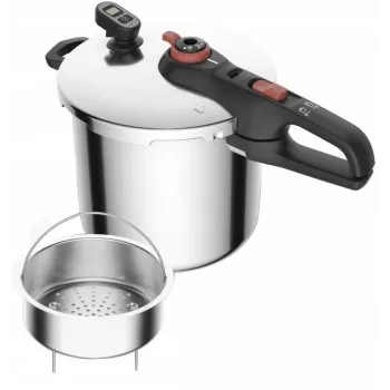 Slėginis virimo indas Tefal Secure 8 L – viryklės tipo slėgio puodas, 8 litrų talpa, saugos dangtis
