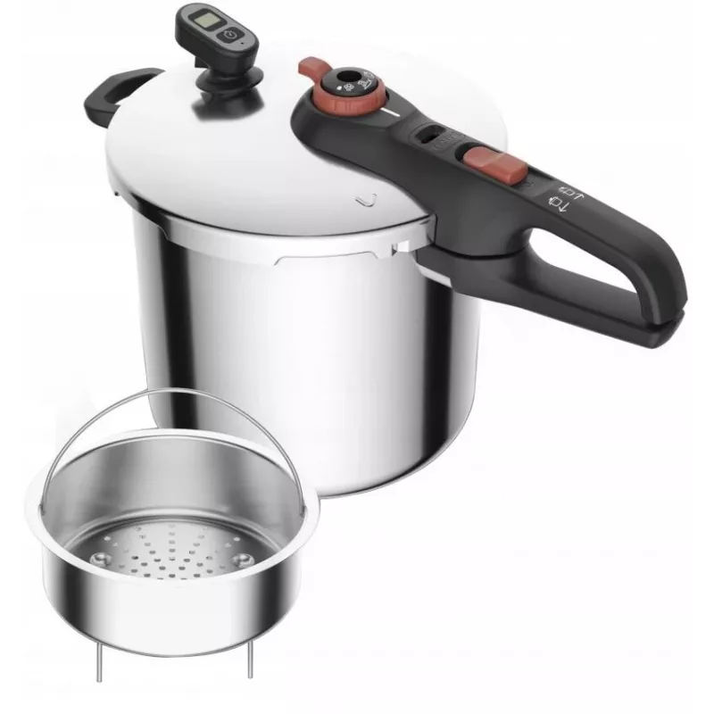 Slėginis virimo indas Tefal Secure 8 L – viryklės tipo slėgio puodas, 8 litrų talpa, saugos dangtis