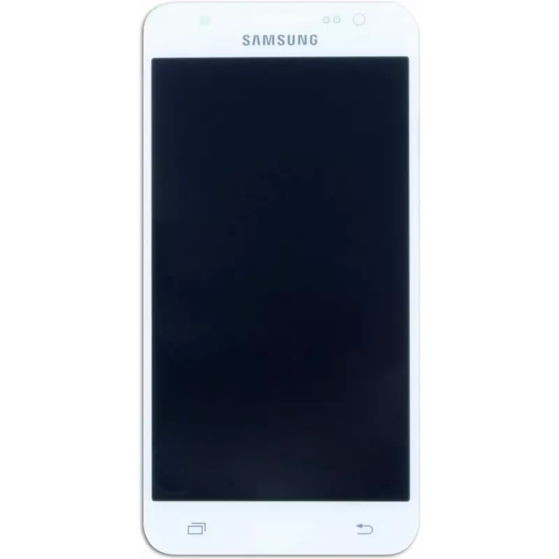 Priekinis LCD mazgas Samsung J5 SM-J500F baltas keičiamas ekrano skydelis