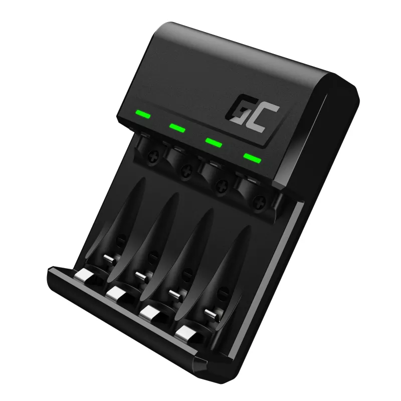 Baterijų įkroviklis Green Cell GC VitalCharger USB, 4 lizdų, AA/AAA, maitinamas USB, juodas