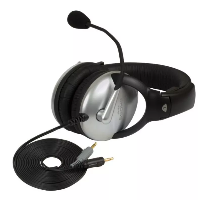 Koss SB45 ausinės su laidu, lankeliu, skirtos skambučiams/muzikai, juodos, sidabrinės