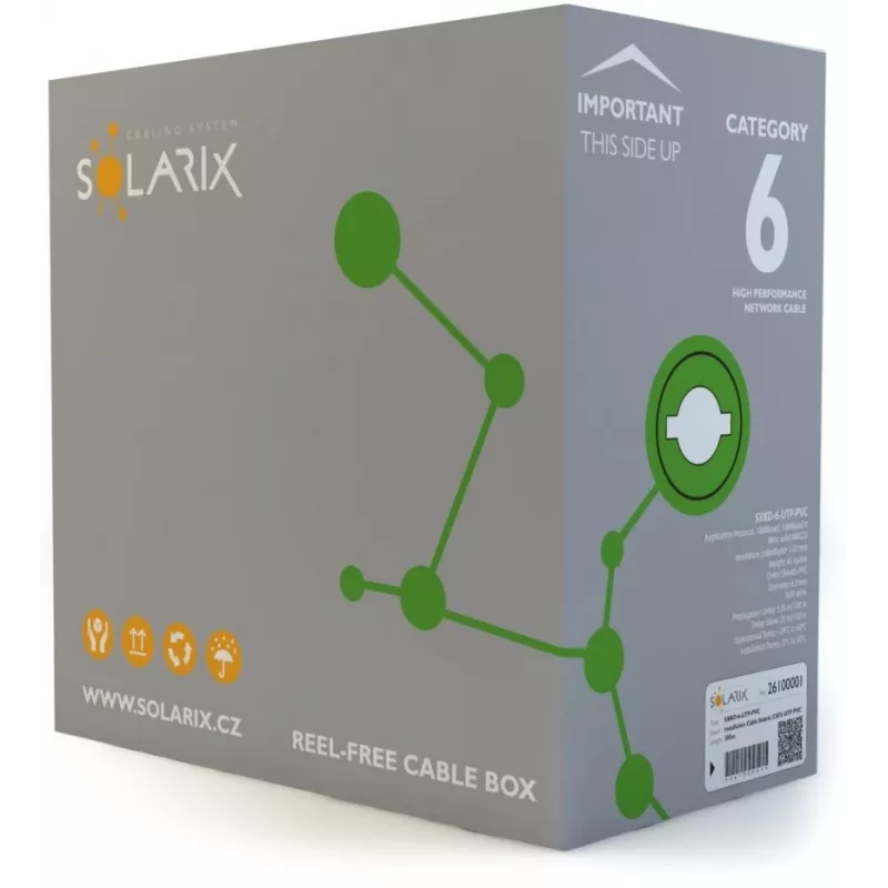 Solarix CAT6 UTP PVC Eca montavimo kabelis 305 m